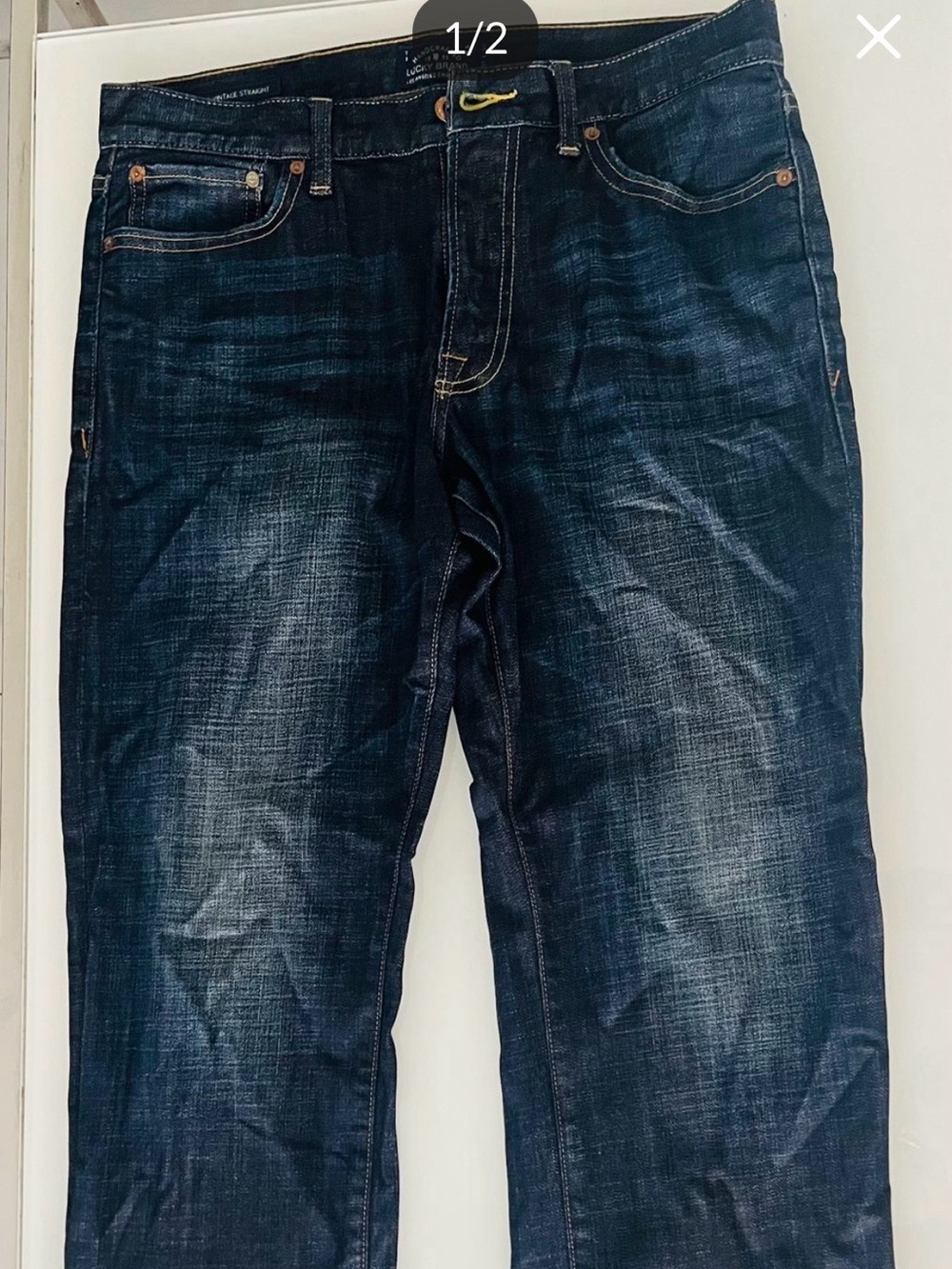 Lucky Brand 361 Vintage Straight Mens 32x32 Stretch Denim Jeans Blue Dark Wash